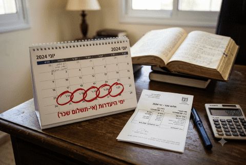לוח שנה במשרד מורה על היעדרות עבודה