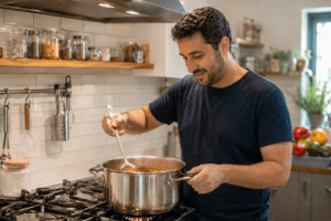 אדם לא דתי מבשל בסיר